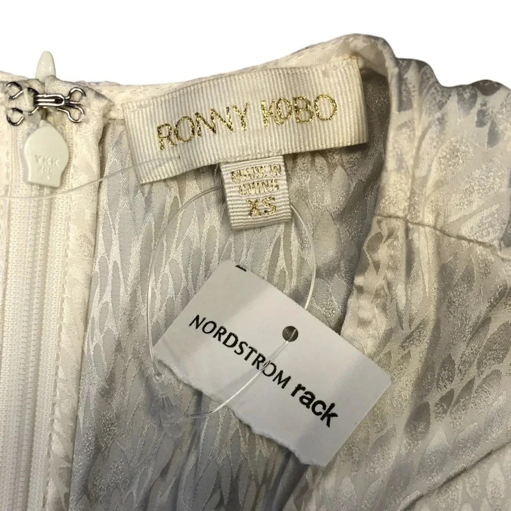 REVOLVE Ronny Kobo Marissa Tie-Waist Jacquard  Mini Dress NWT | Ivory | Size XS - Picture 3 of 10